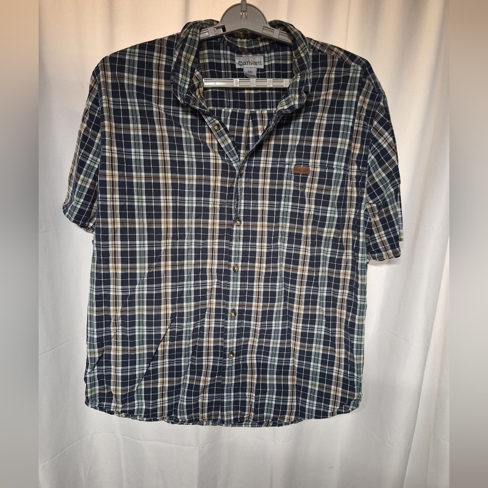 Carhartt Men's Plaid Short Sleeve Button-down Cotton Shirt - 2XL
